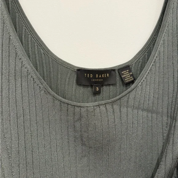 Ted Baker Fitted Green Ribbed Tank Top - Picture 3 of 3
